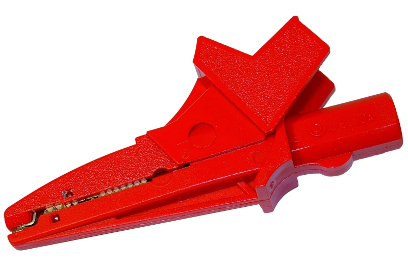 Alligator clip, red, 1 kV, 20 A (WAKRORE20K02)